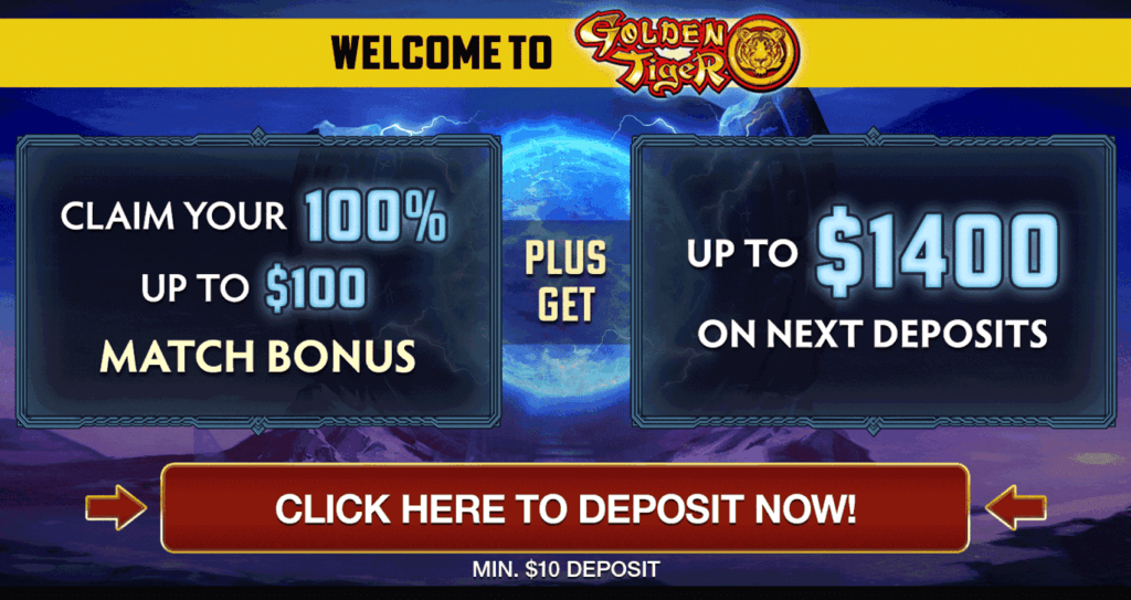 Golden Tiger casino welcome bonus