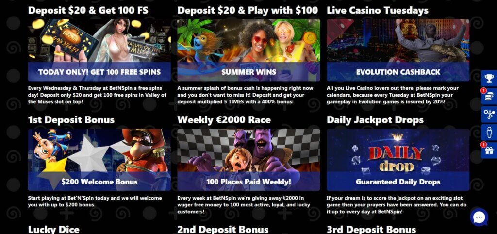 Bet n spin casino promotions