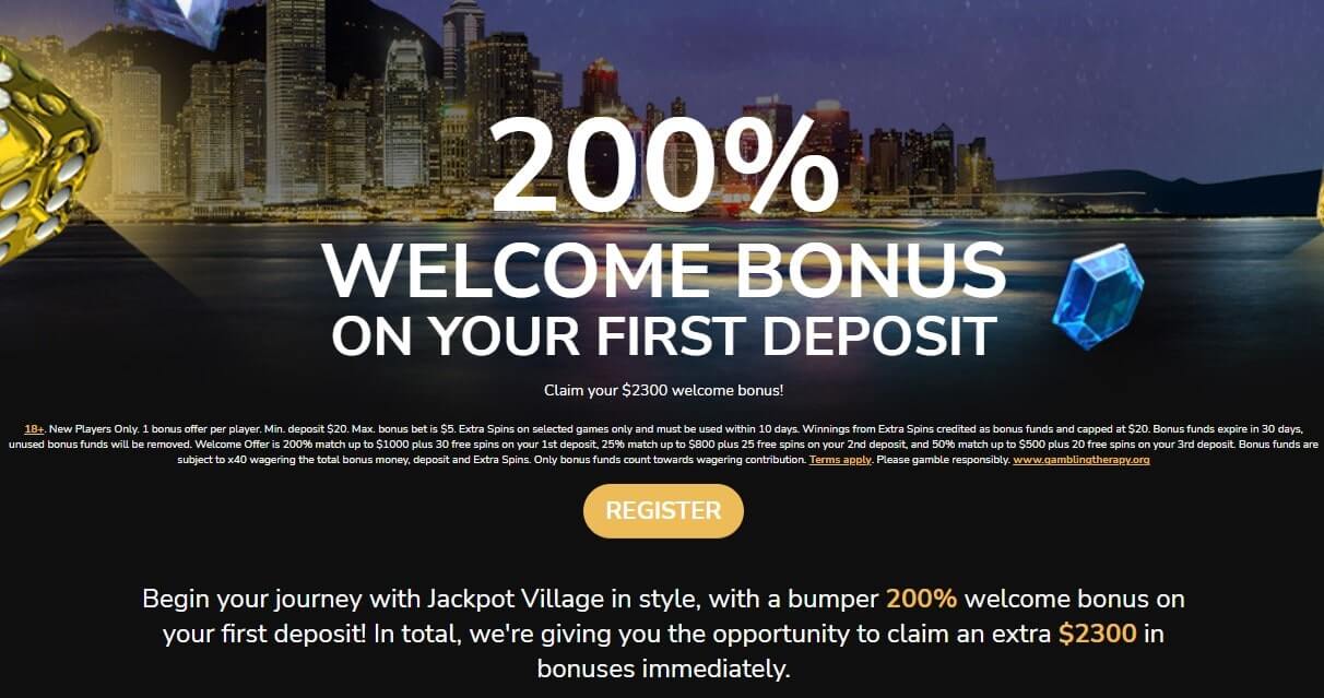 jackpotvillagecom welcome bonus