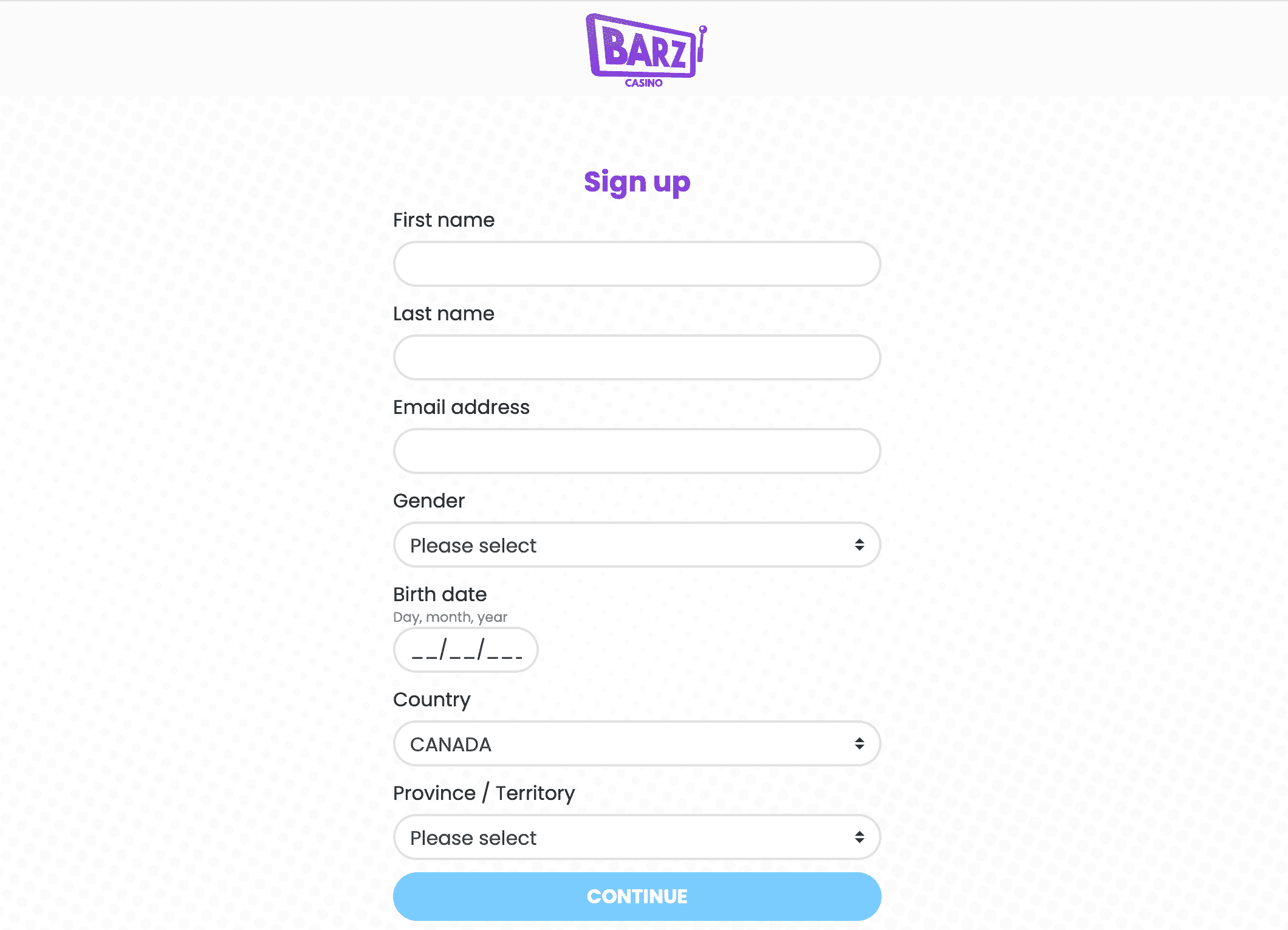 barz casino registration