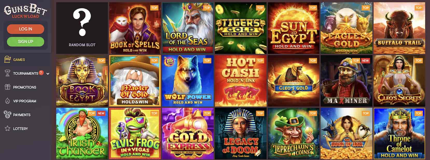 gunsbet casino games