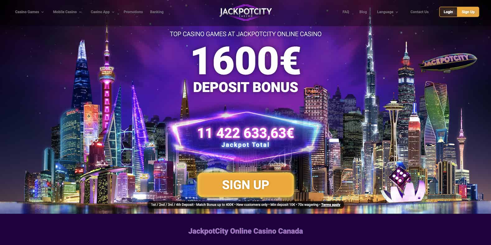 jackpot city welcome bonus