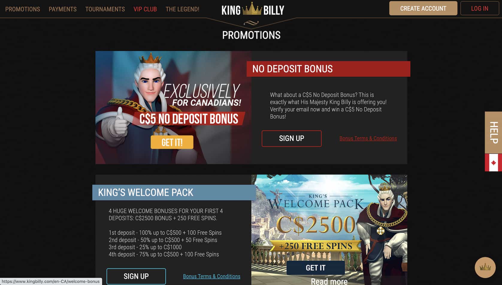 king billy bonuses
