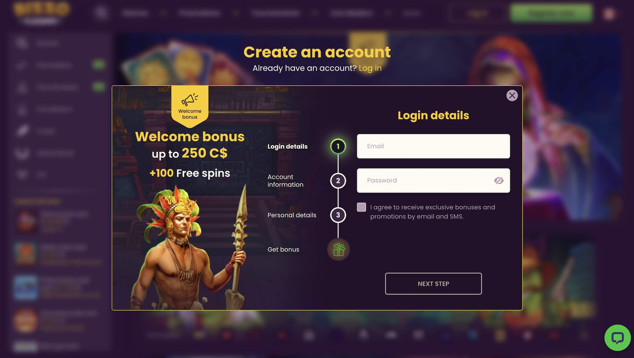 bizzo casino sign up