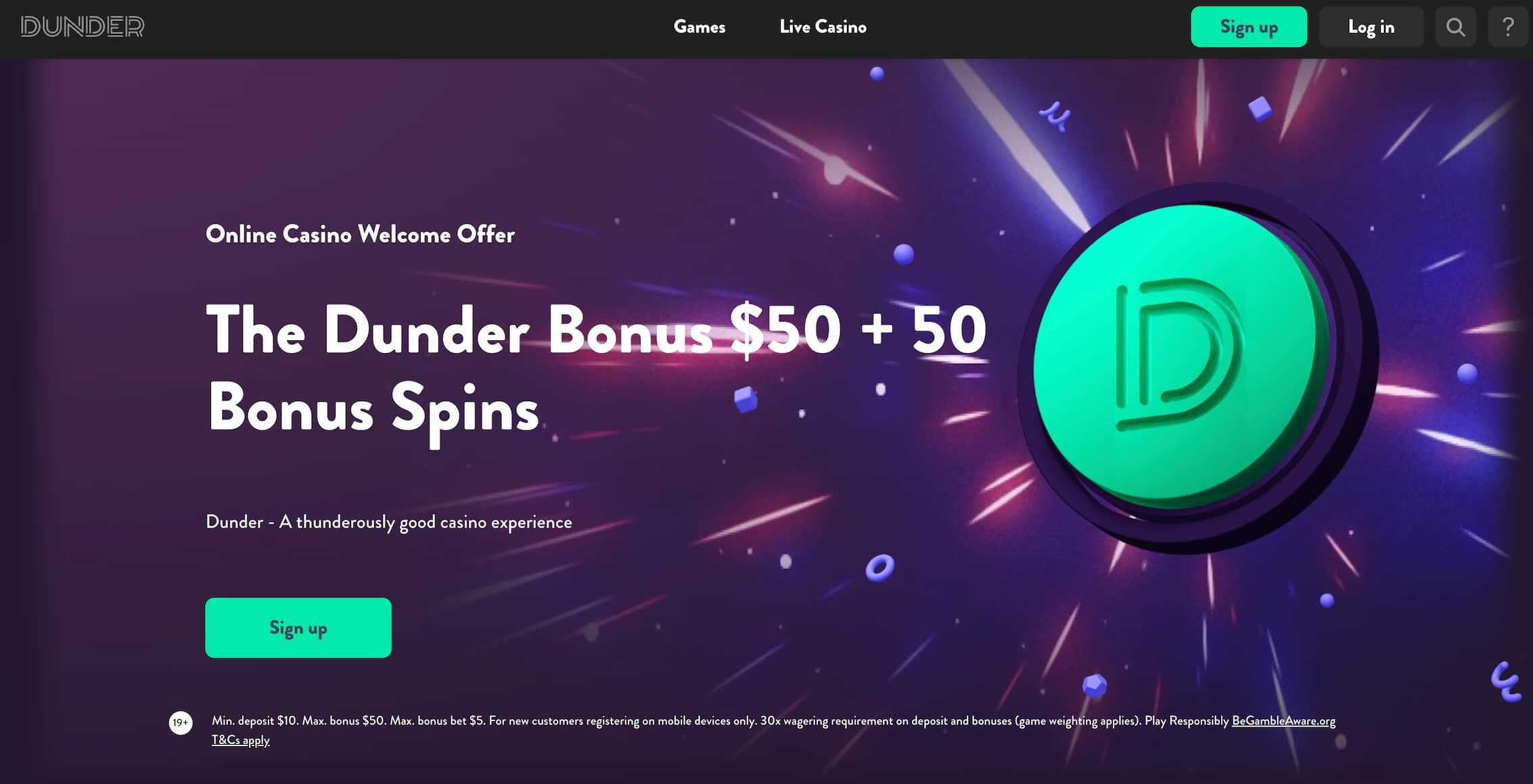 dunder casino welcome bonus