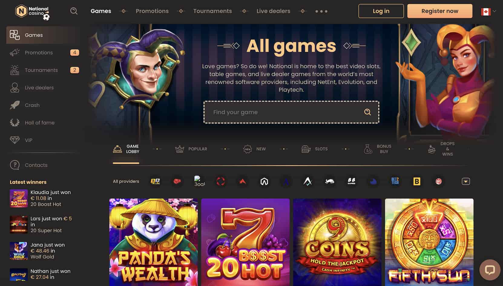 national casino games