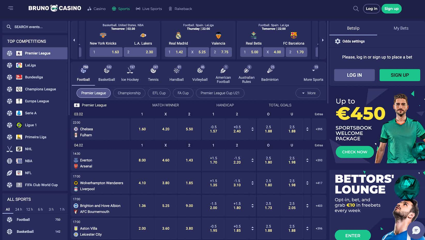 bruno casino betting