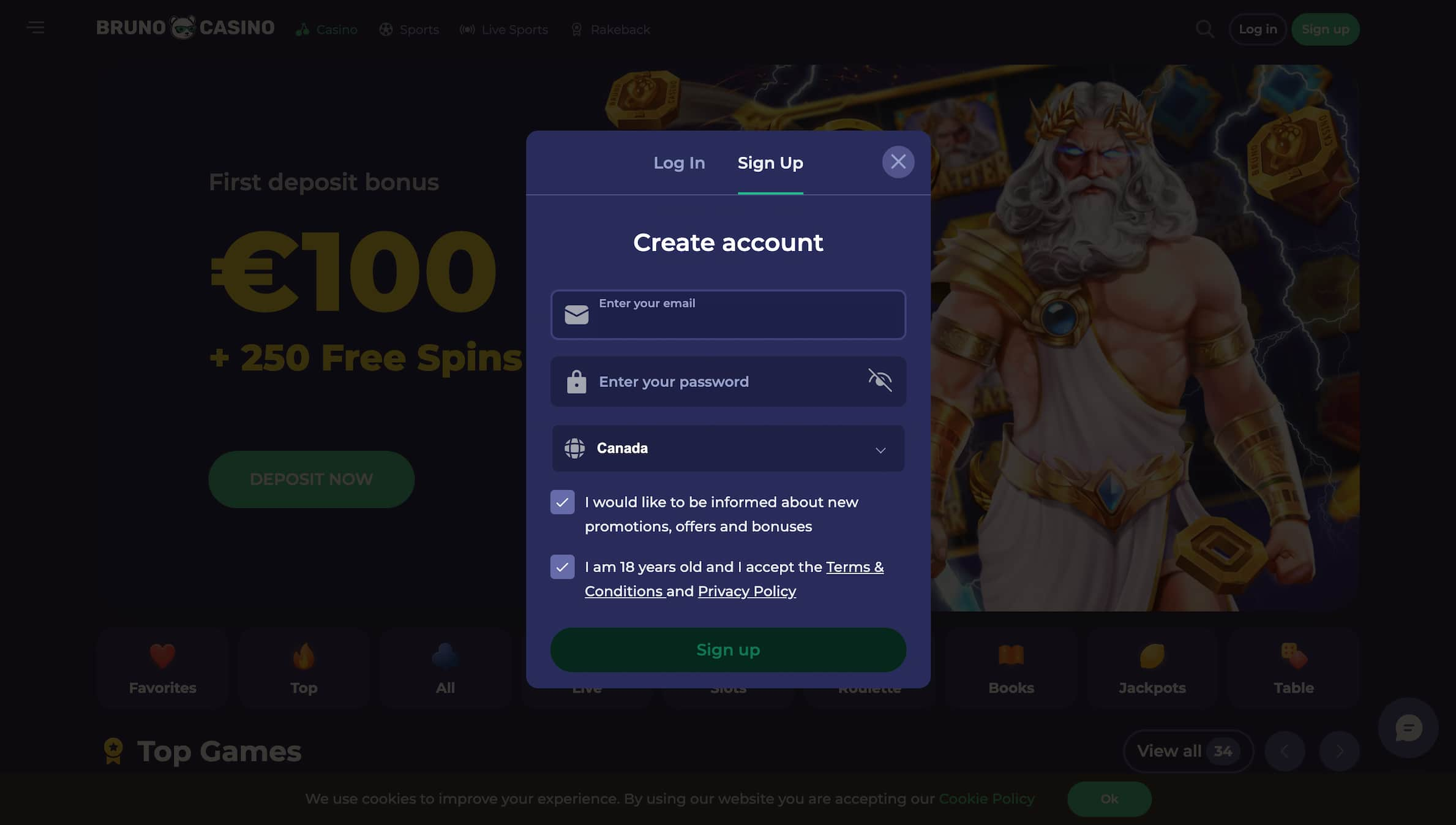 bruno casino sign up