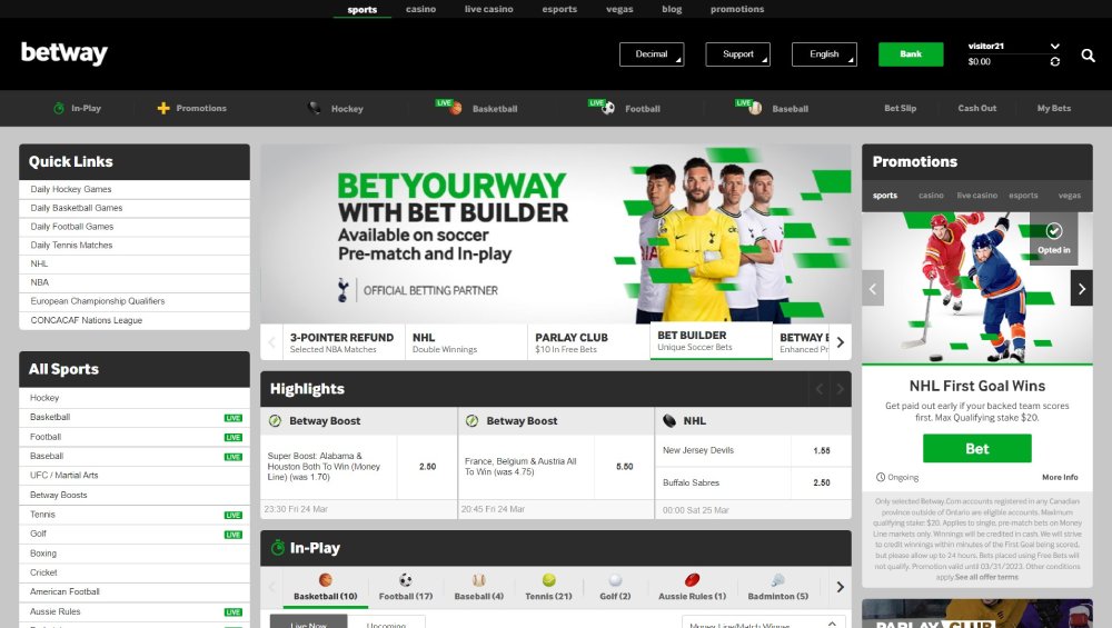 Betway Sports Main Page