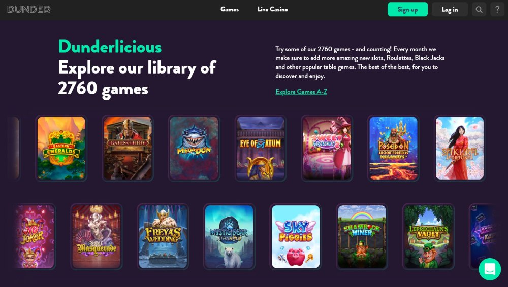Dunder Casino Games Selection