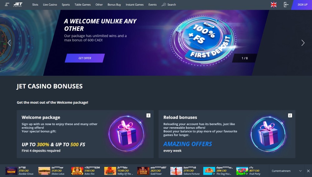 Jet Casino Welcome Bonuses