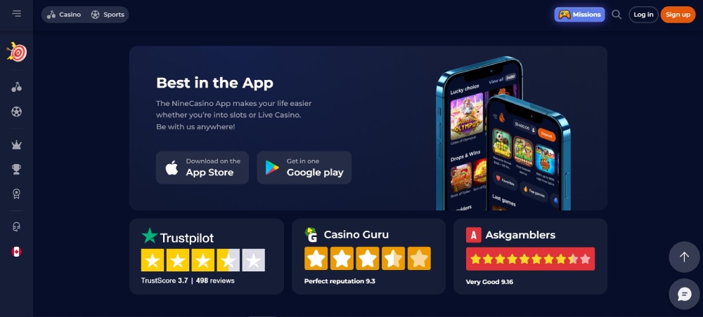 Nine Casino Mobile App