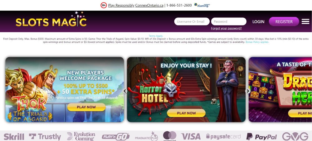 Slots Magic Casino Main Page