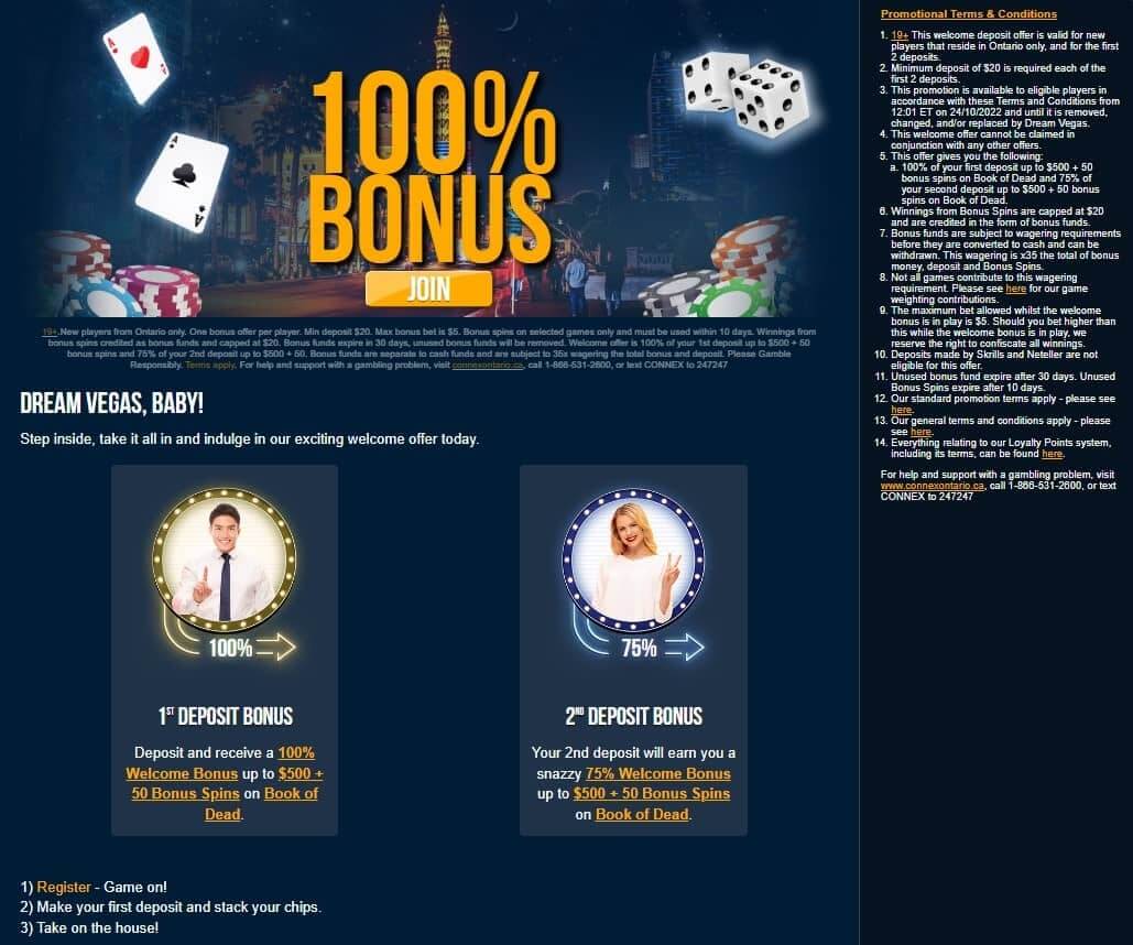dream vegas casino welcome bonus