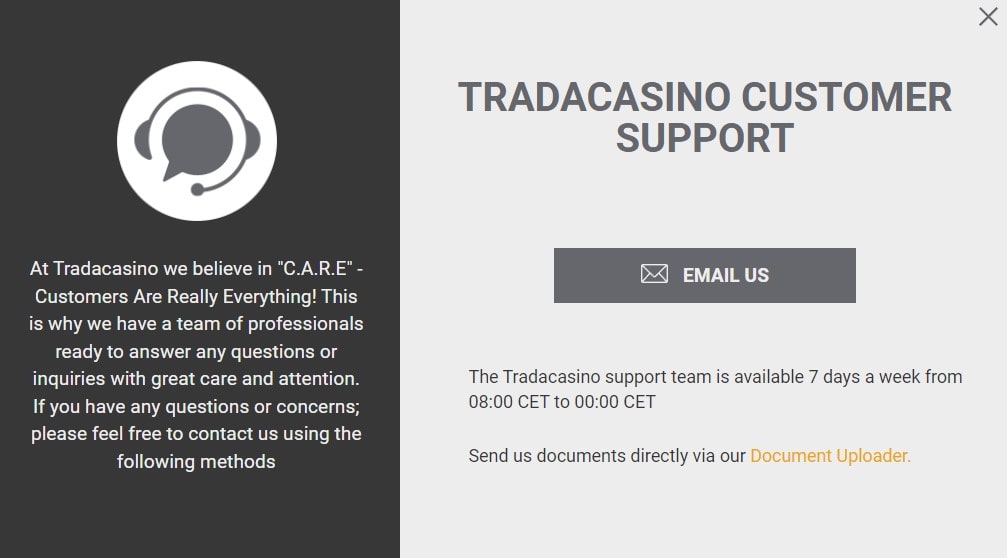 trada casino support