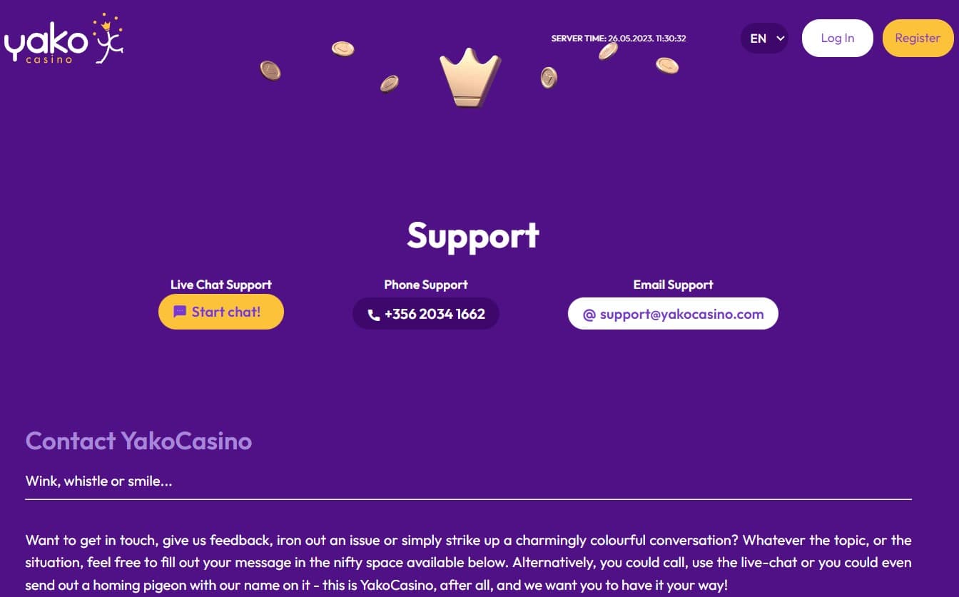 yako casino support