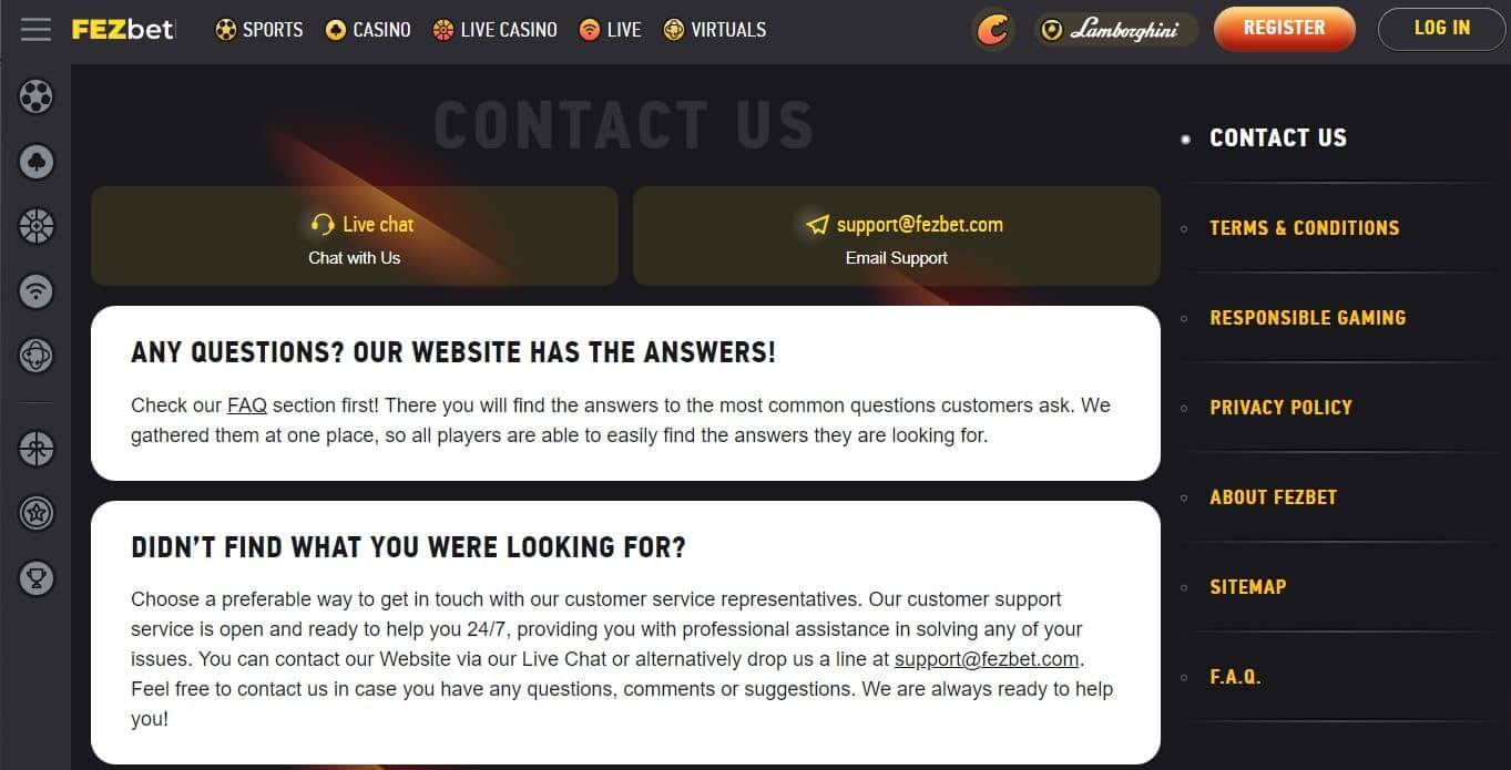 fezbet casino support