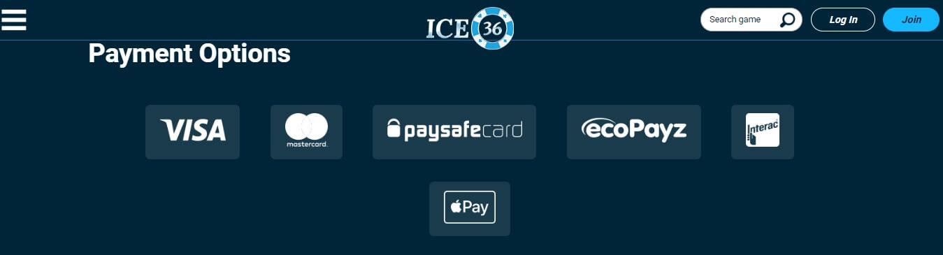 ice36 casino payment methods