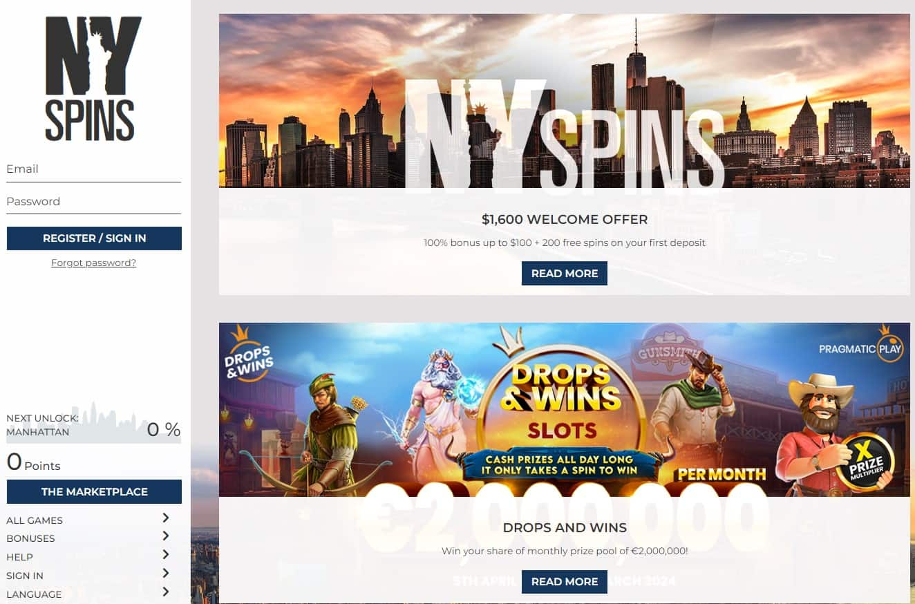 nyspins casino bonusses