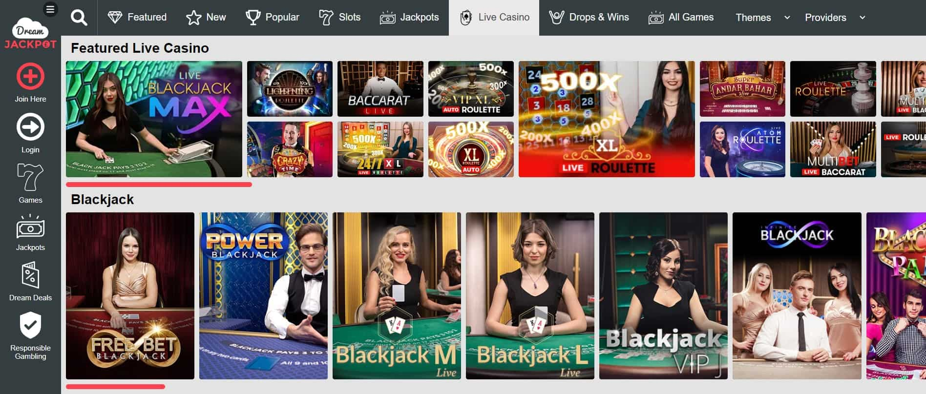 DreamJackpot live casino