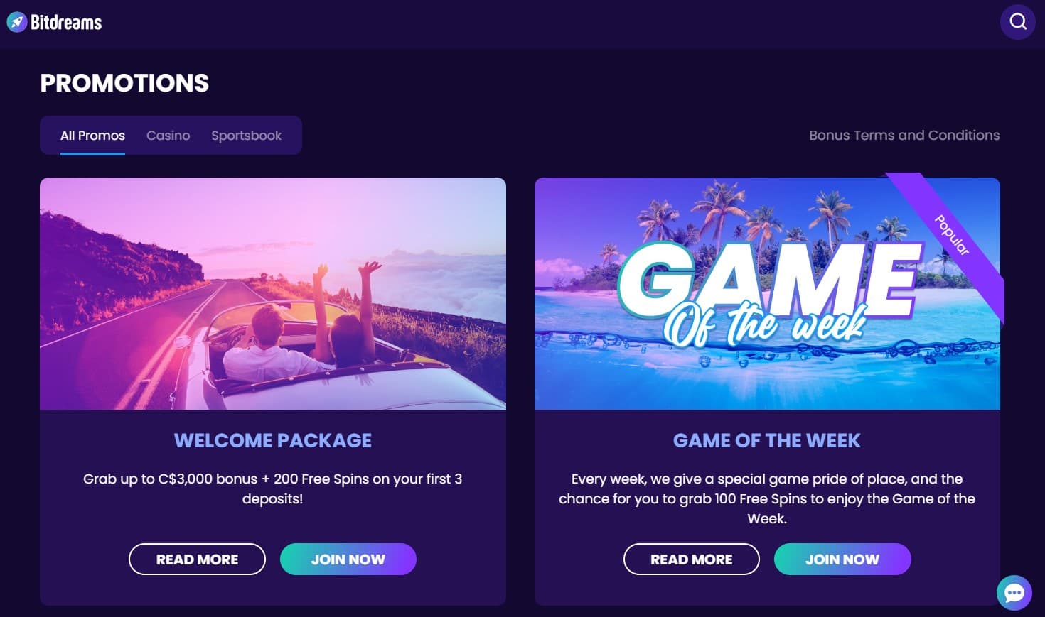 bitdreams casino bonusses