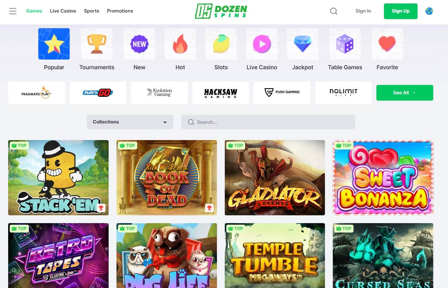 dozen spins games