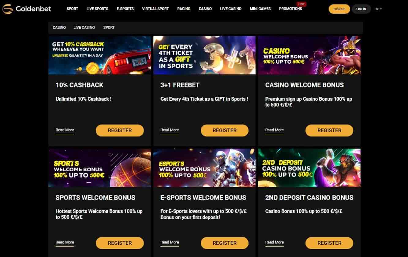 golden bet casino bonusses