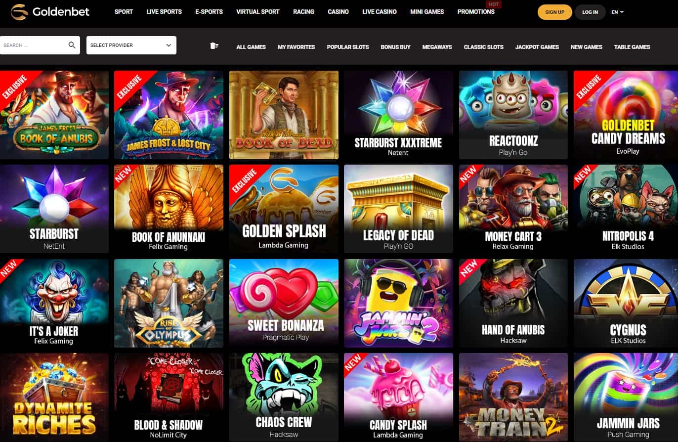 golden bet casino games