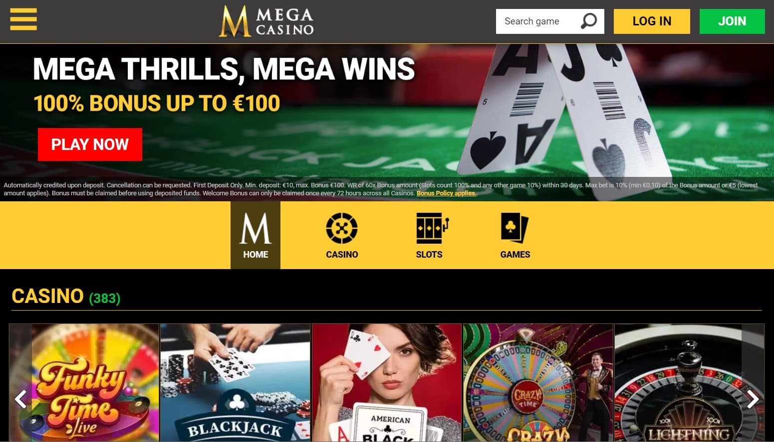 mega casino review