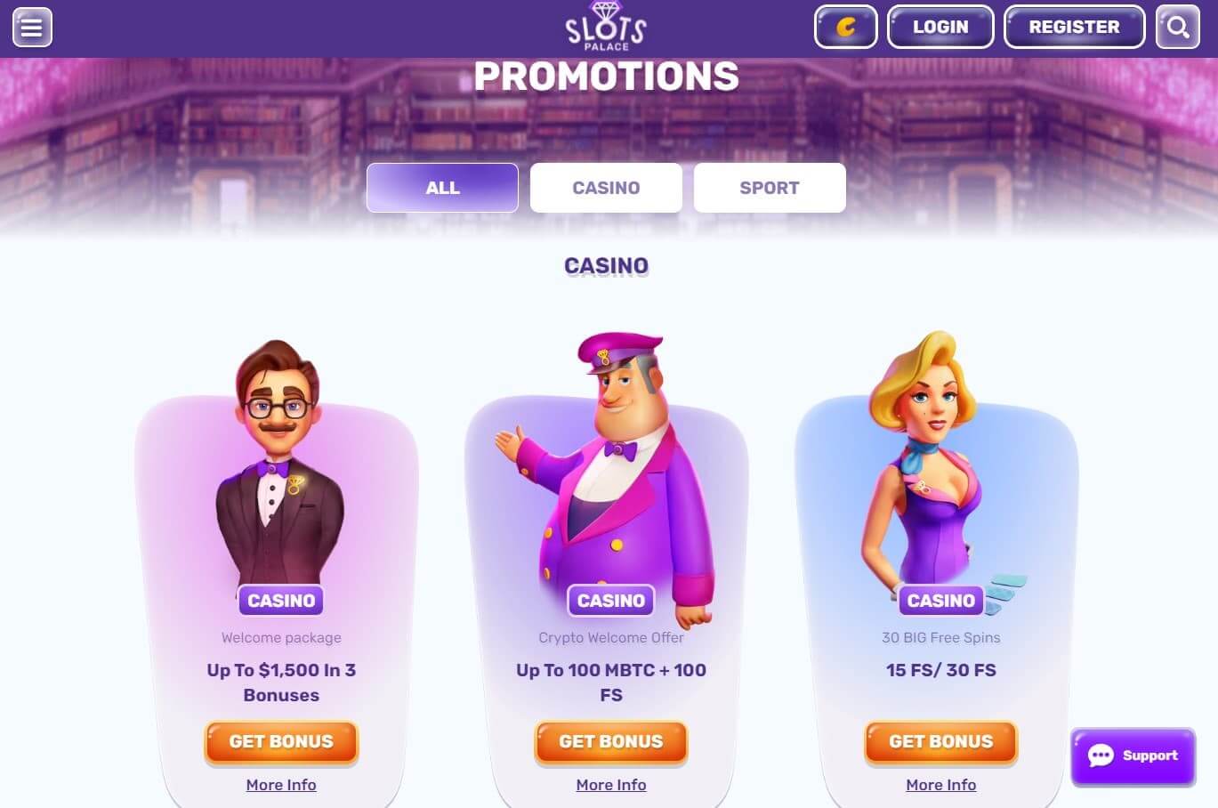 slotspalace casino bonusses