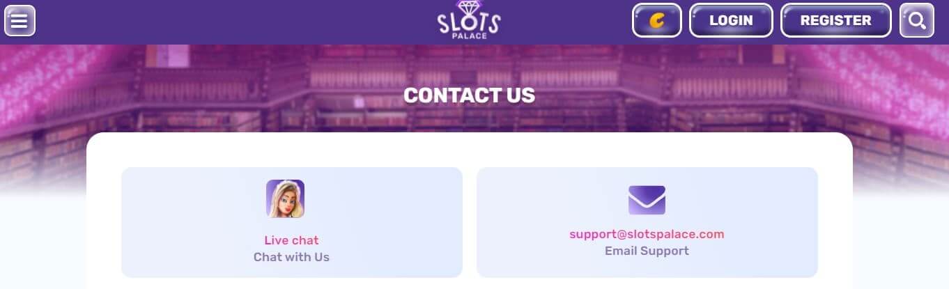 slotspalace casino support