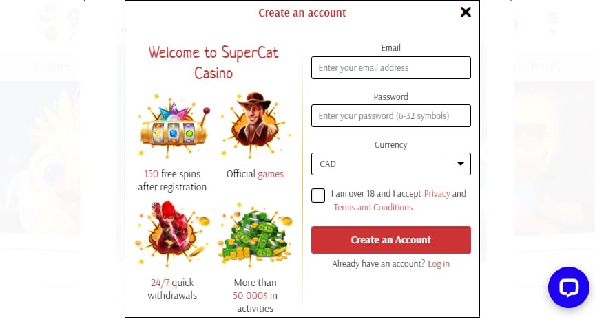 supercat casino registration