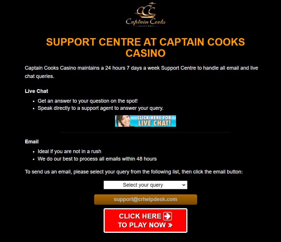 captain cooks support