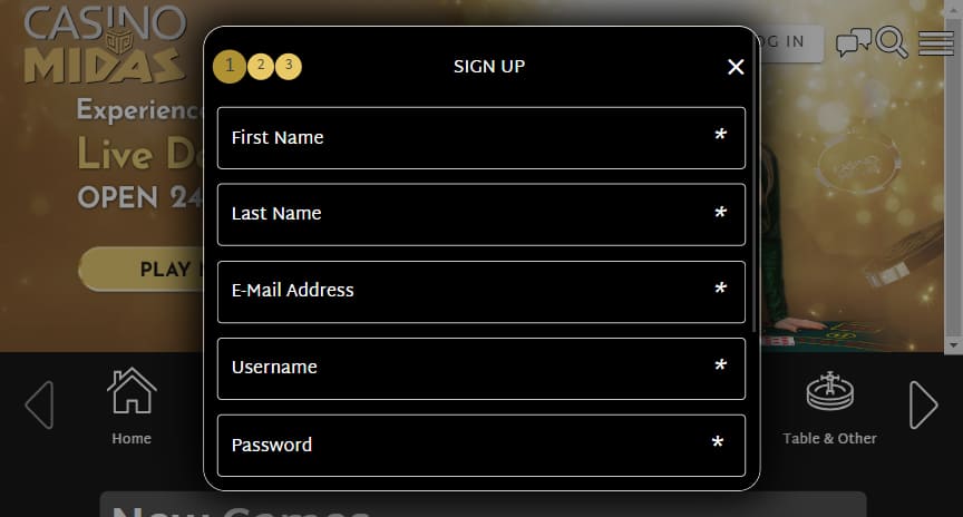 casino midas registration