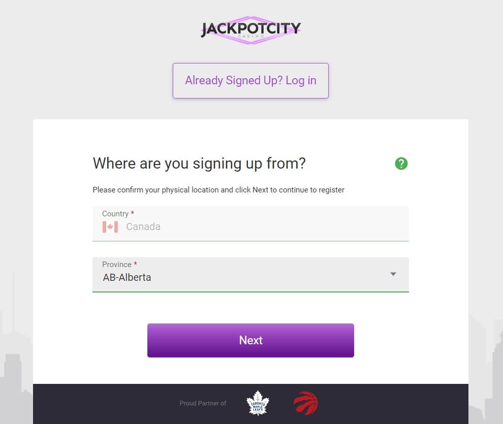 jackpot city registration