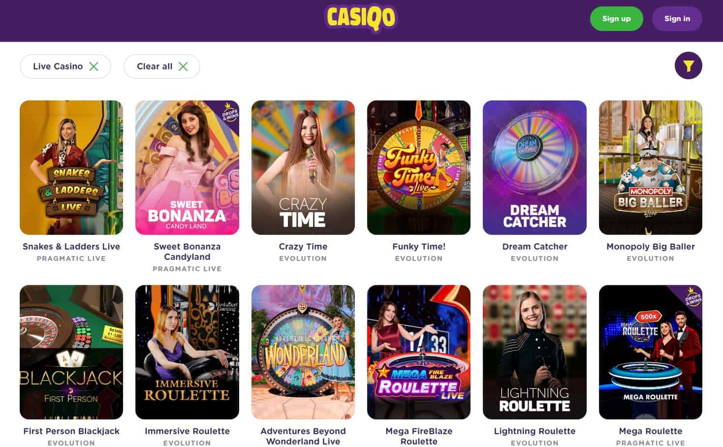 casiqo live casino