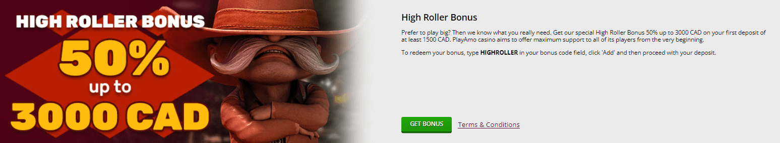 highroller bonus playamo
