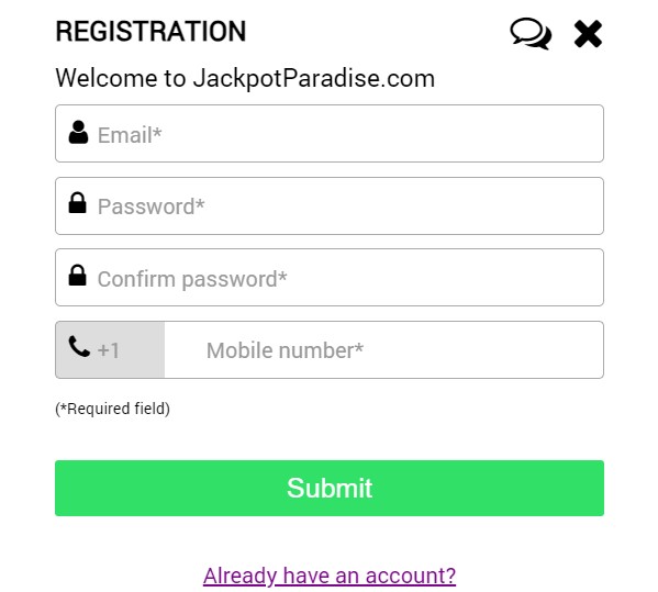 jackpot paradise registration
