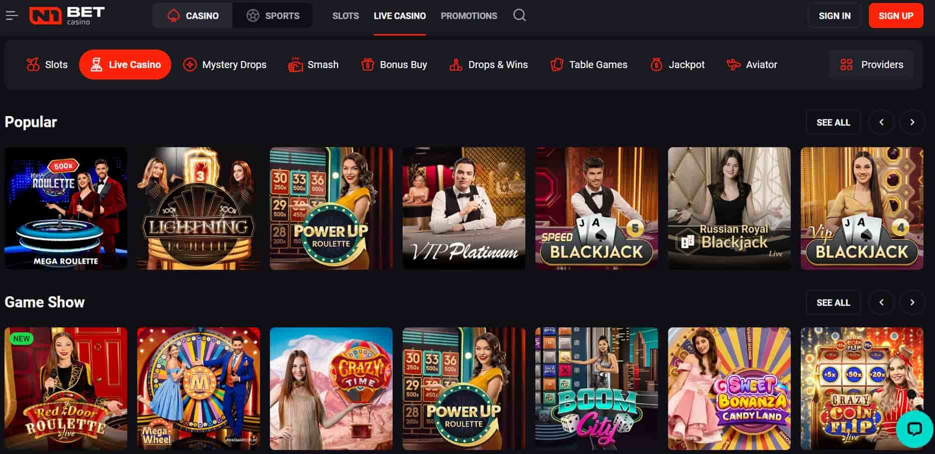 n1bet live casino