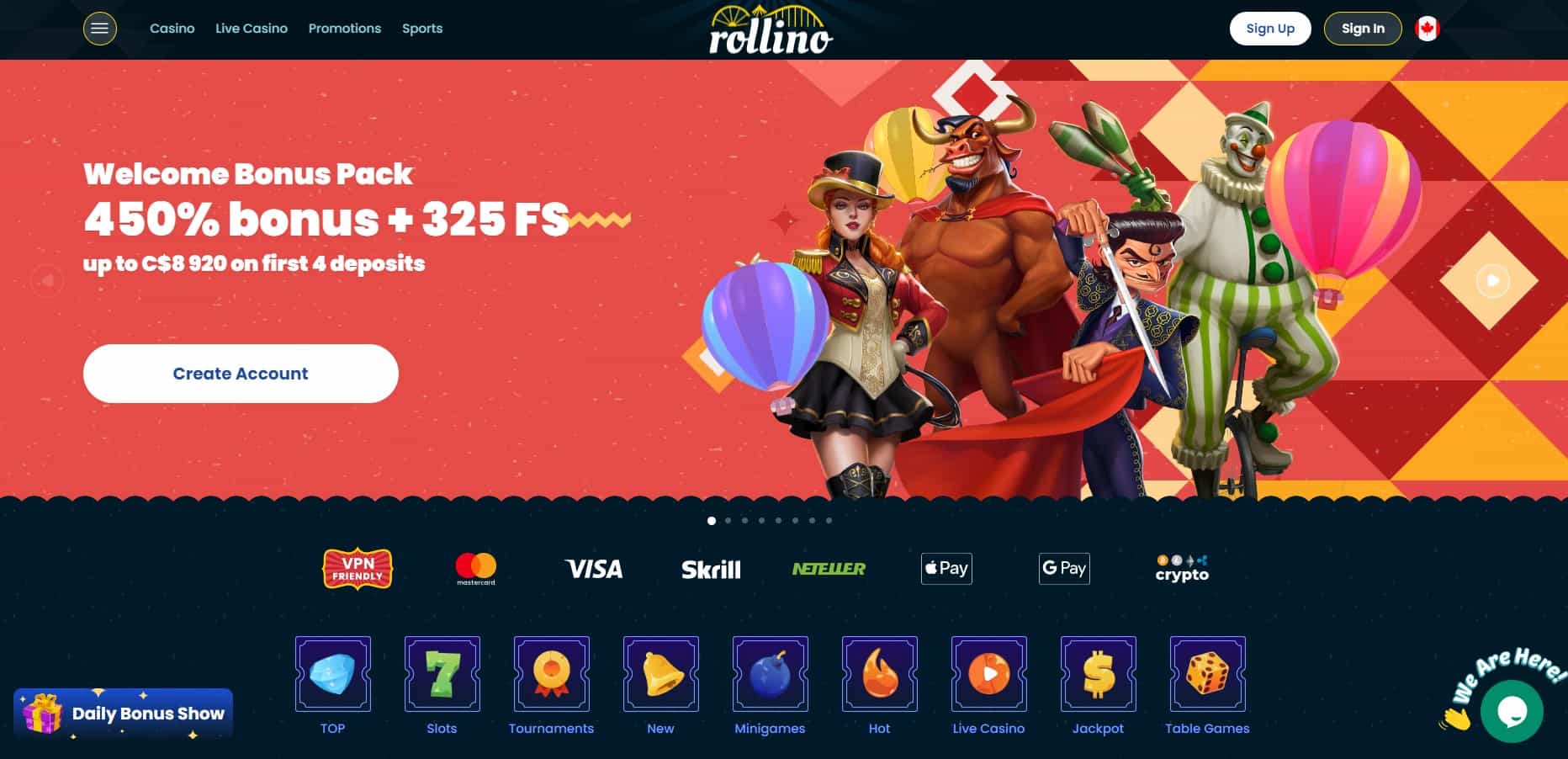rollino casino main page