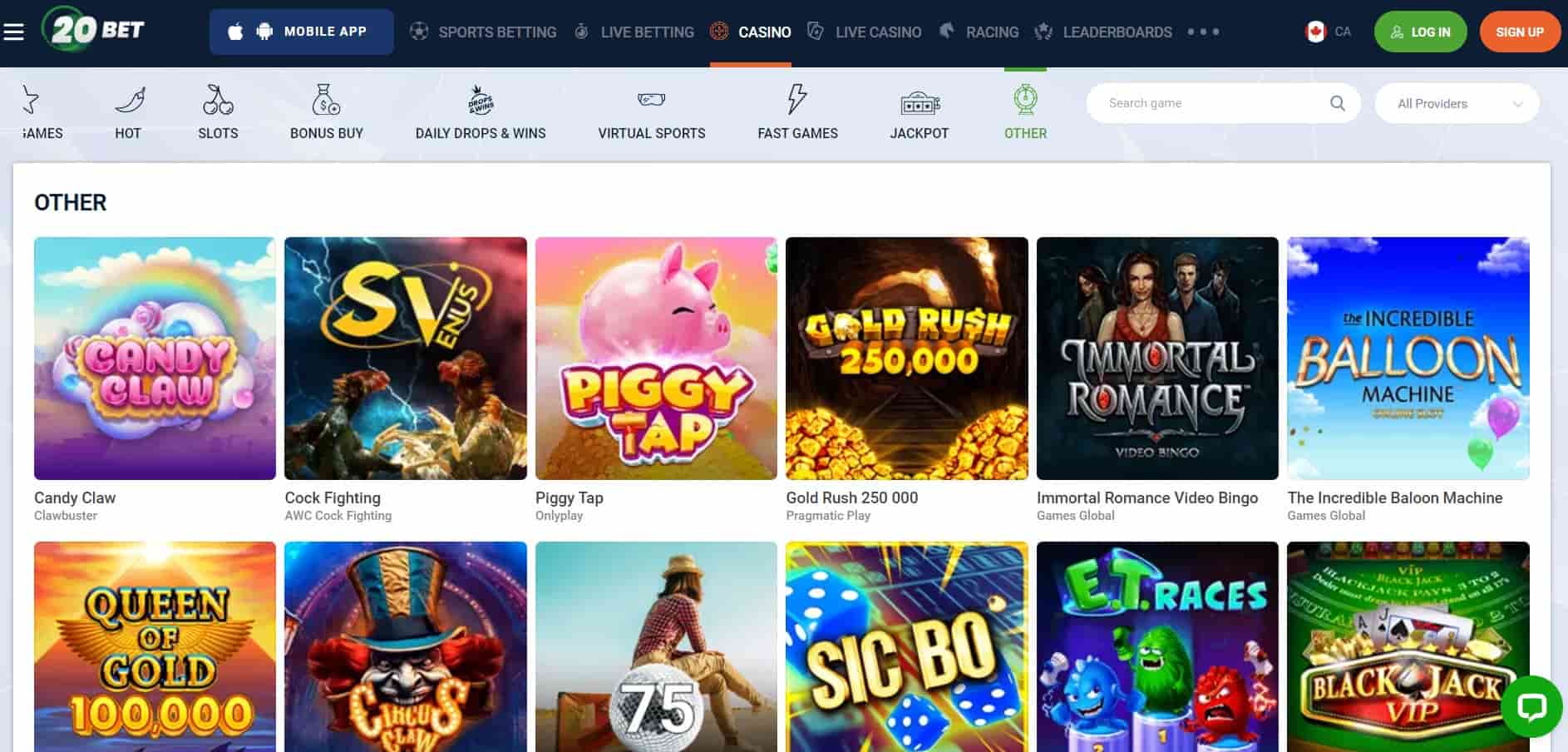 20bet casino other games