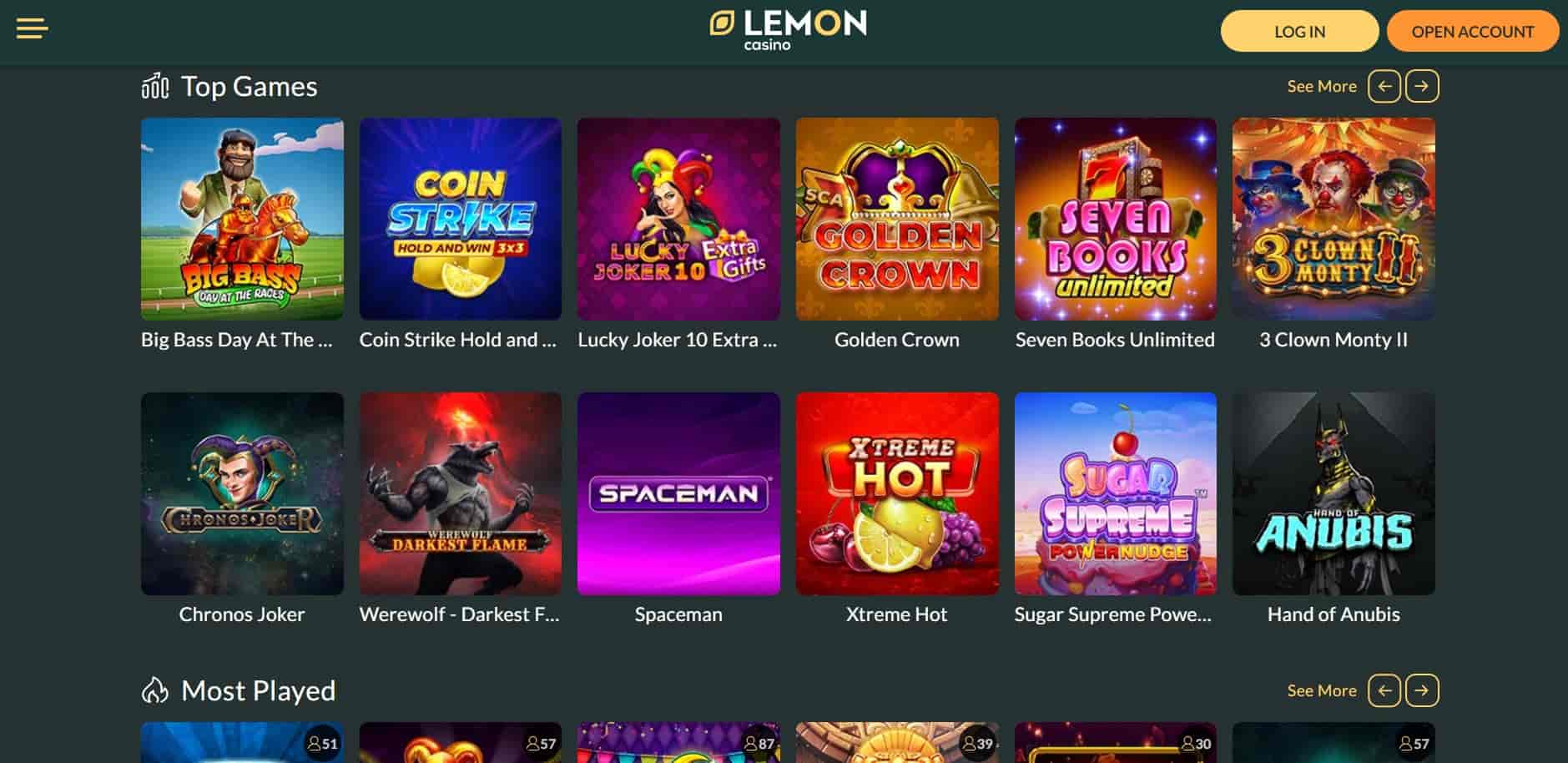 lemon casino games