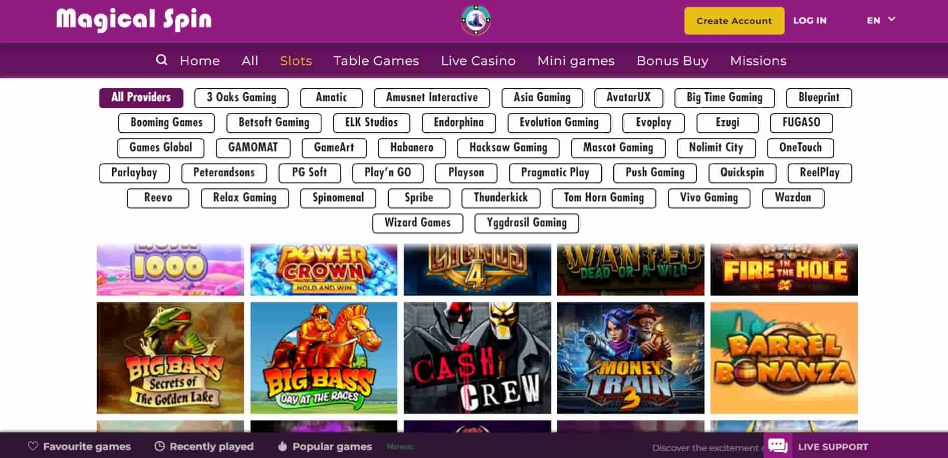 magical spin casino slot games