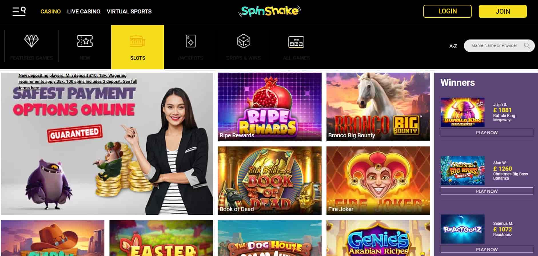 spin shake casino slots