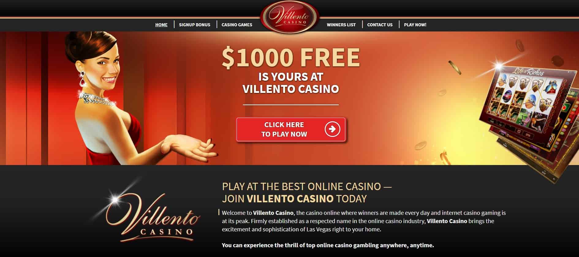 villento casino main page