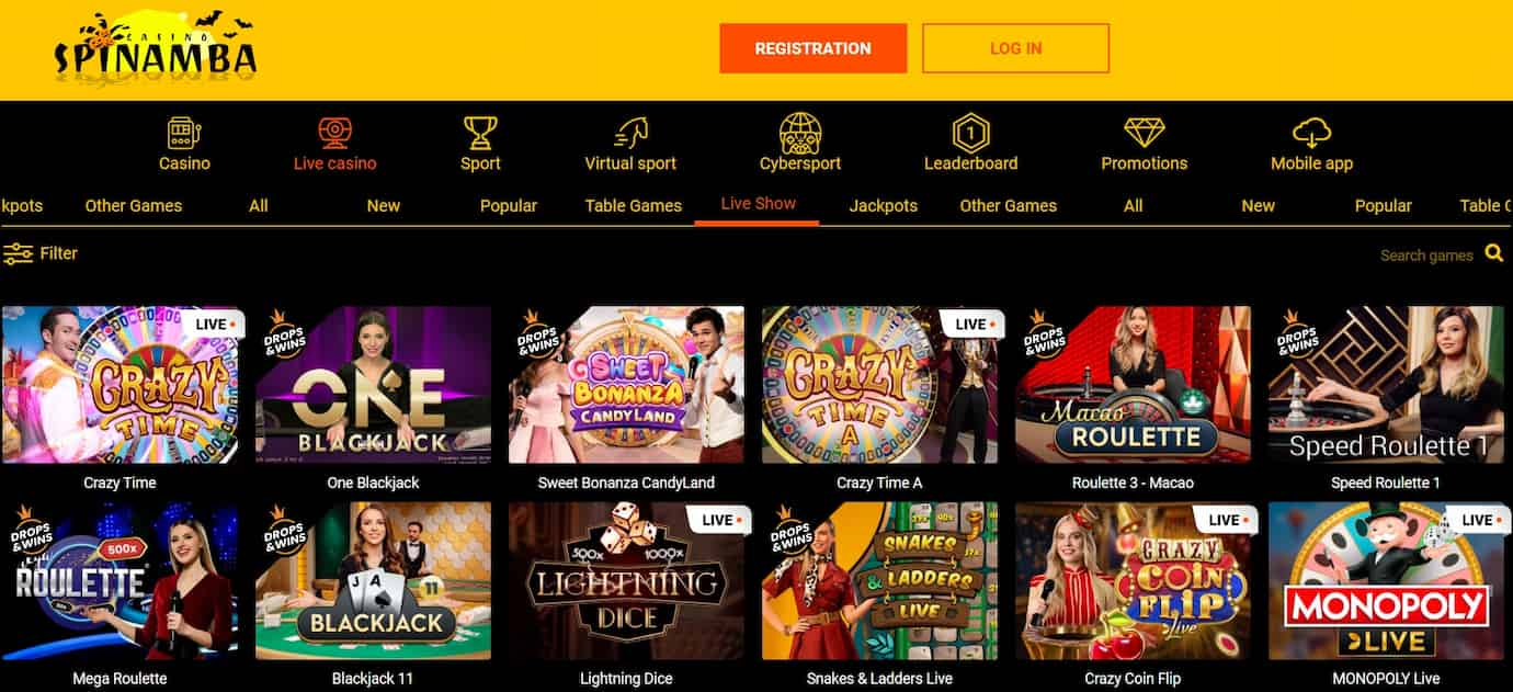 spinamba live casino