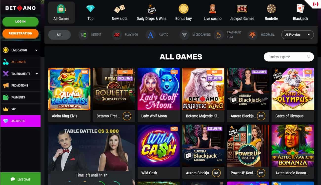 betamo casino games