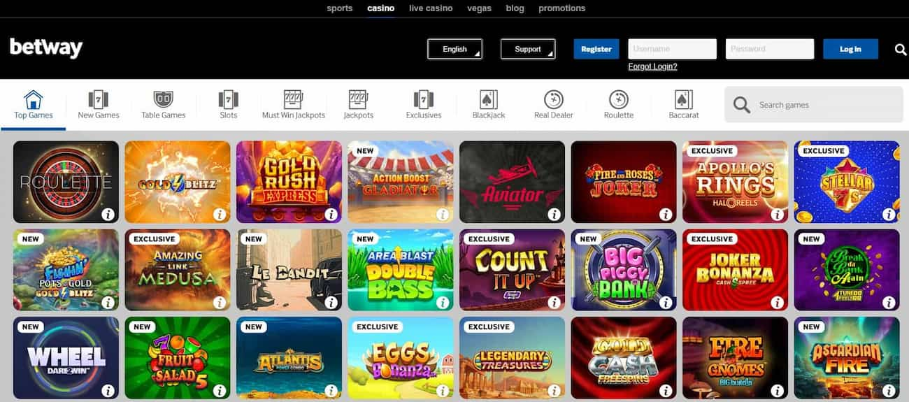 betway casino games