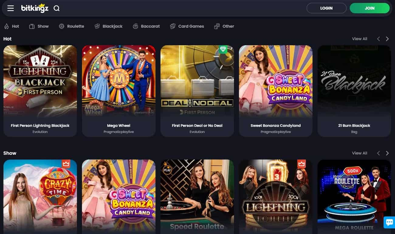 bitkingz live casino