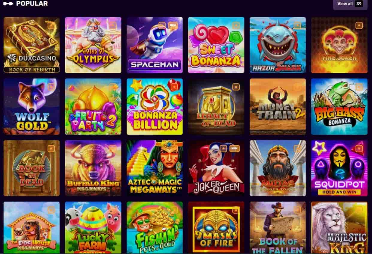 dux casino popular slots